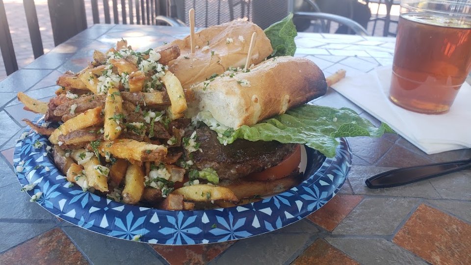 Burger and Garlic Fries